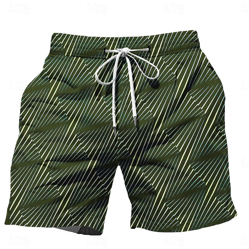 Men's Color Block Stripe Swim Trunks Swim Shorts Board Shorts Mid Waist Hawaiian Casual Holiday Beach Drawstring with Mesh lining Elastic Waist Designer Clothing Apparel4
