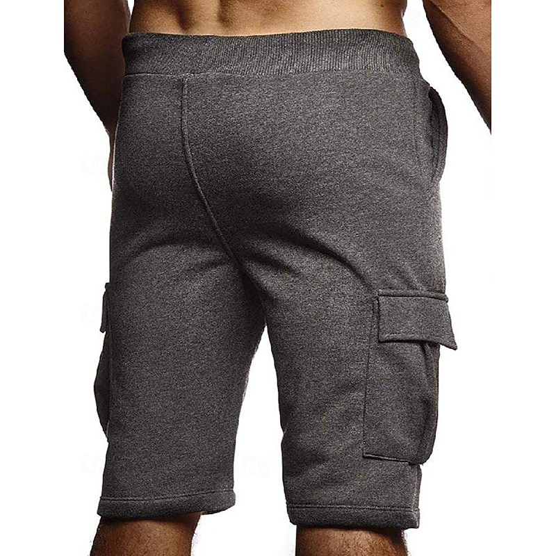 Men's Cargo Shorts Sweat Shorts Shorts Bermuda shorts Drawstring Elastic Waist Multi Pocket Plain Comfort Soft Knee Length Party Outdoor Daily Fashion Streetwear Black Dark Gray Micro-elastic2