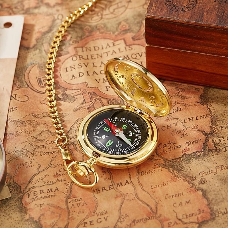 Vintage Style Compass Pocket Watch Essential Equipment for Outdoor Mountaineering and Exploration Adventures
