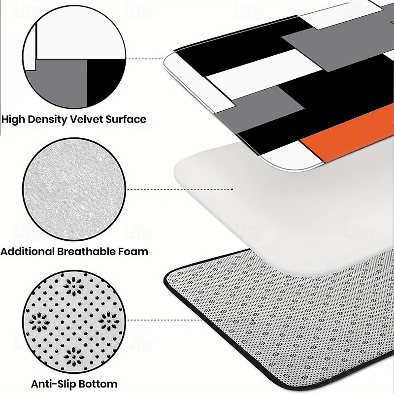 Block Color Orange Area Rug Kitchen Mat Non-Slip Oil Proof Floor Mat Livingroom Rug Indoor Outdoor Mat Bedroom Decor Bathroom Mat Entrance Rug Door Mat4