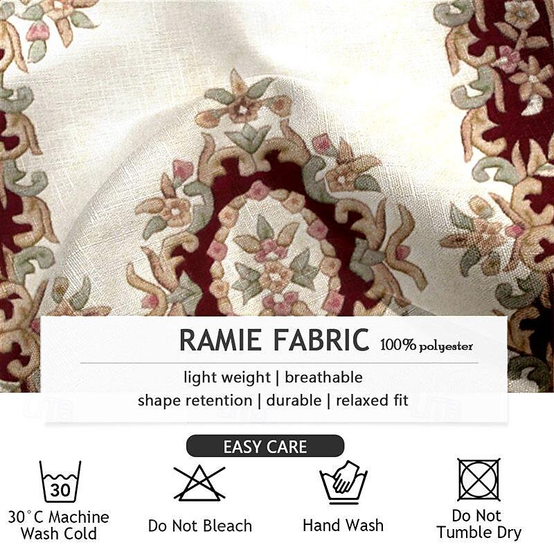 Men's Shirt Button Up Shirt Long Sleeve Fashion Casual Outdoor Daily Summer Spring Fall Stand Collar Print Khaki3