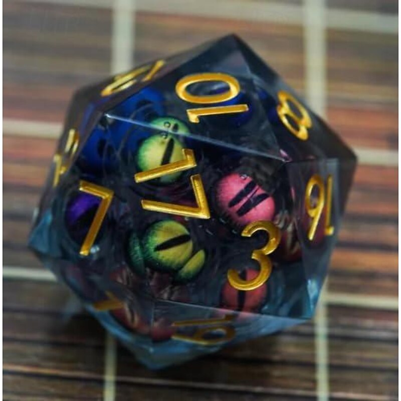 Eye Liquid Core Dice Set,Beholder's Dragon Eye DND Dice Set,Liquid Core Sharp Edged Resin Dice for Dungeons and Dragons, Multi-Sided RPG Polyhedral Resin Roleplaying Gifts2