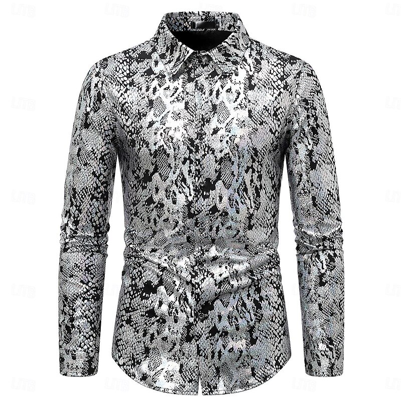 Disco 1980s Shiny Metallic Blouse / Shirt Masquerade Disco Fancy Dress Men's Halloween Carnival Masquerade Performance Event / Party Stage Adults' Shirt Spring & Summer3