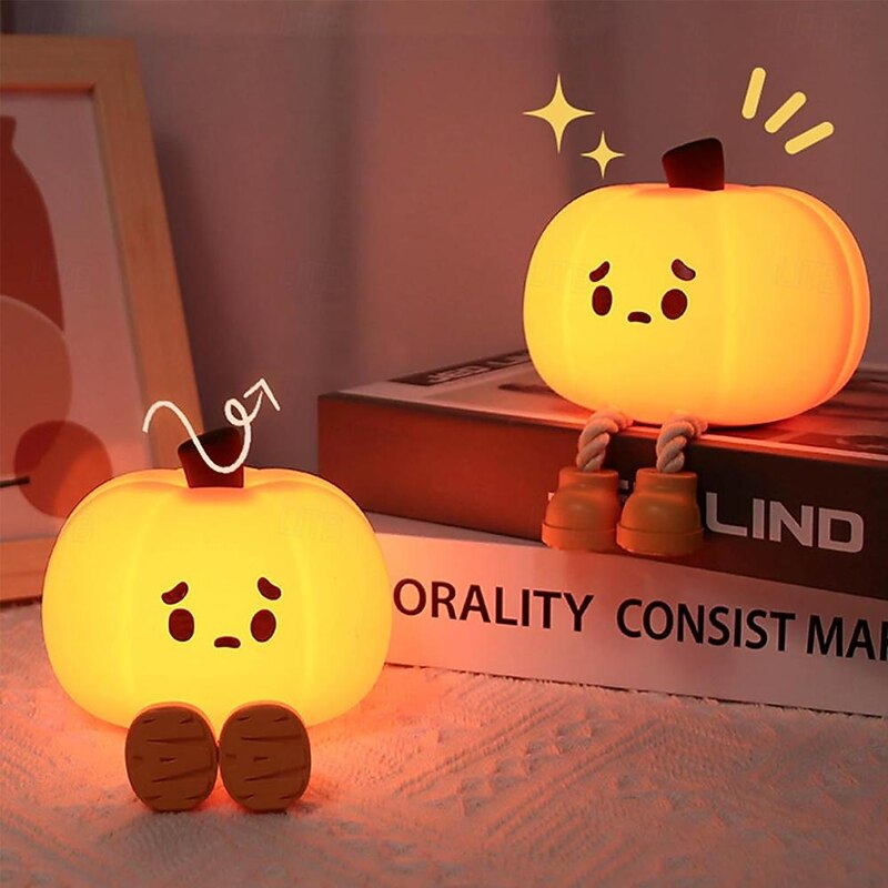 Pumpkin Night Light Spooky Pumpkin Silicone Putting Light 3 Dimming Brightness Adjustable Soft Light for Bedroom & Living Room Halloween Christmas Decoration