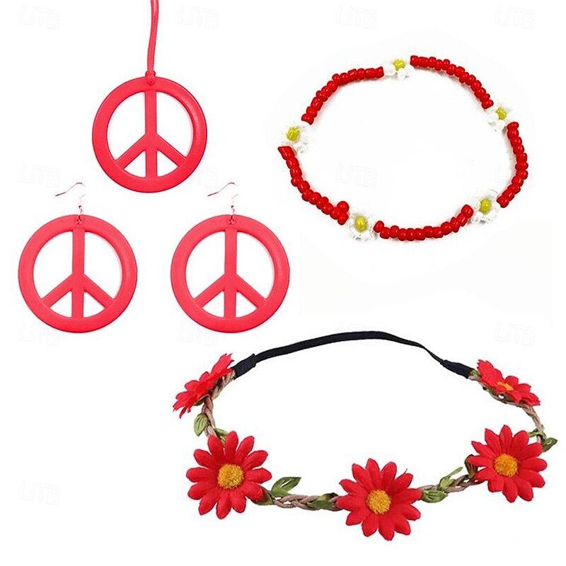 Retro Vintage 1970s Disco Cosplay Costume Necklace Headband Fancy Dress Women's Girls' Kings Day Halloween Carnival Masquerade Party / Evening Holiday Pride Parade Teen Adults' More Accessories All3