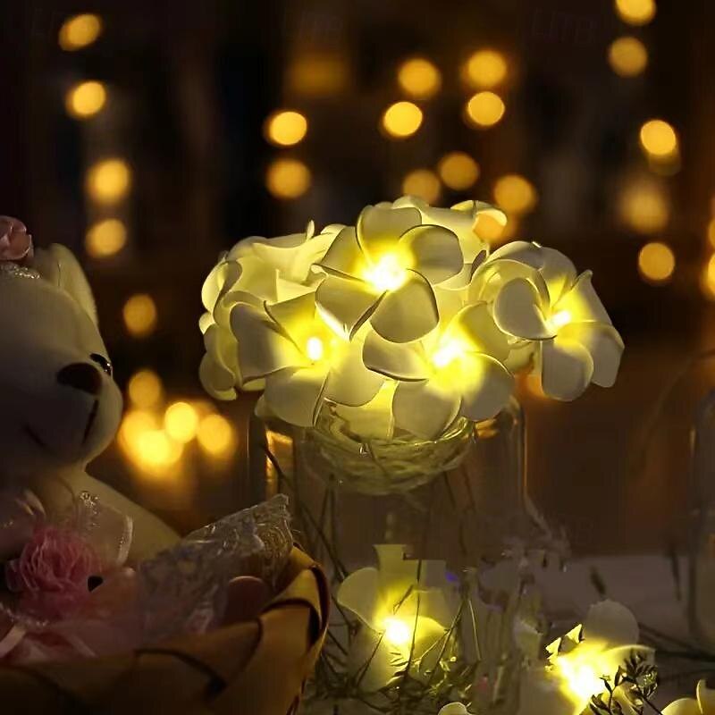 Elegant Wedding Reception Party Plumeria Fairy Lights, 1.5m Flower String Lights for Christmas Weddings & Home Decorations4