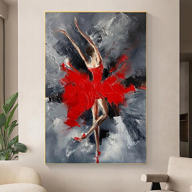 Oil Painting Handmade Hand Painted Rectangle Wall Art Abstract Dancer Canvas Painting Home Decoration Decor Stretched Frame Ready to Hang4