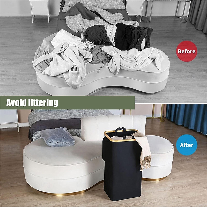 100L Laundry Basket with Lid, Clothes Hampers for Laundry with Bamboo Handles and A Removable Laundry Bag, Large Foldable Laundry Hamper for Bedroom, Bathroom, Dorm, Laundry4