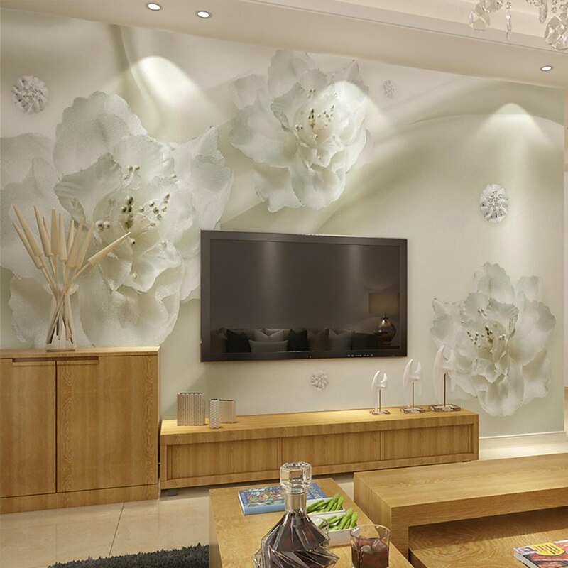 Cool Wallpapers 3D Flowers Wallpaper Wall Mural Roll Wall Covering Sticker Peel and Stick Removable PVC/Vinyl Material Self Adhesive/Adhesive Required Wall Decor for Living Room Kitchen Bathroom3