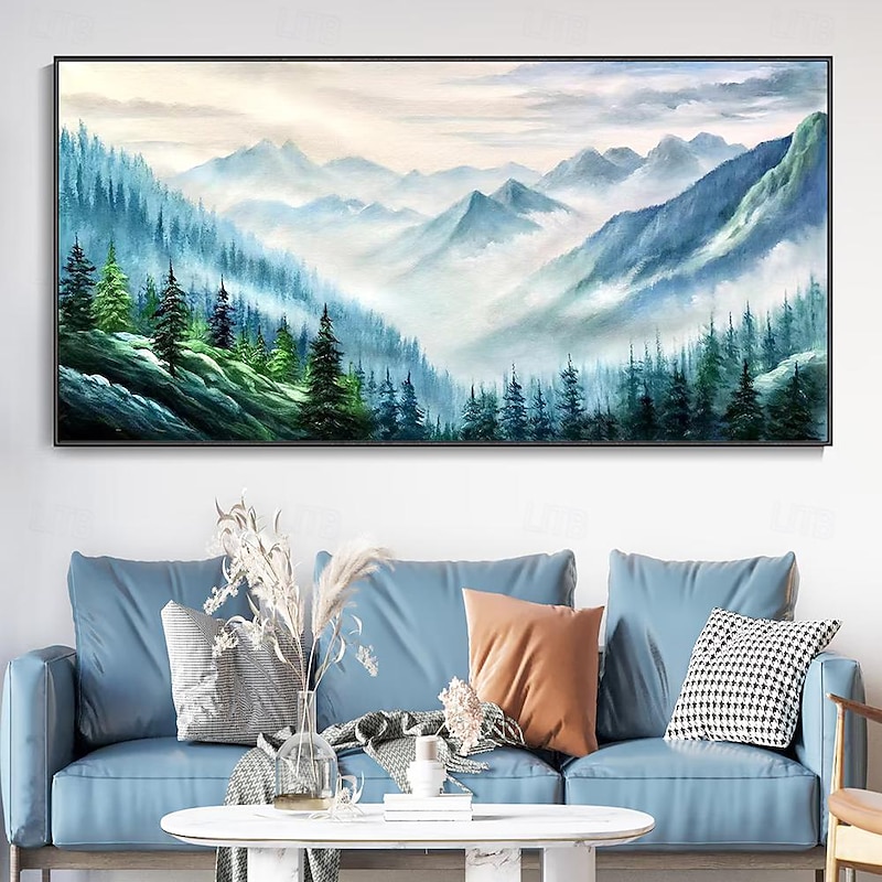 Mintura Handmade Alpine Scenery Oil Paintings On Canvas Large Wall Art Decoration Modern Abstract Tree Landscape Picture For Home Decor Rolled Frameless Unstretched Painting2