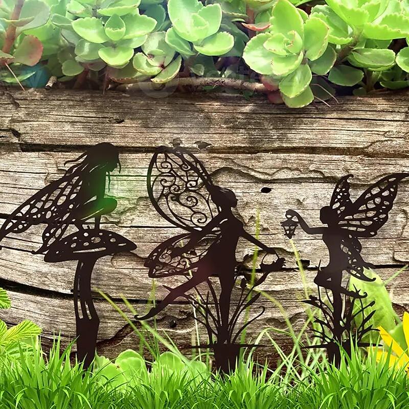 Garden Fairies Metal Garden Art. Fairy Aurora is a Spring Garden Fairy. Metal Outdoor Decor for Your Patio Pots Lawn Flower Beds or Yard. Make Your Space Magical2