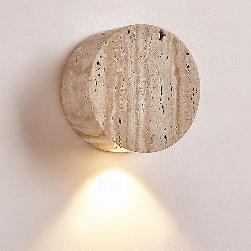 LED Sconce Post Modern Marble Wall Light Indoor Round Beam Spot Light 3000K Warm White Lighting Fixture Bedroom Bedside Wall Lamp for Hallway Living Room Porch Office
