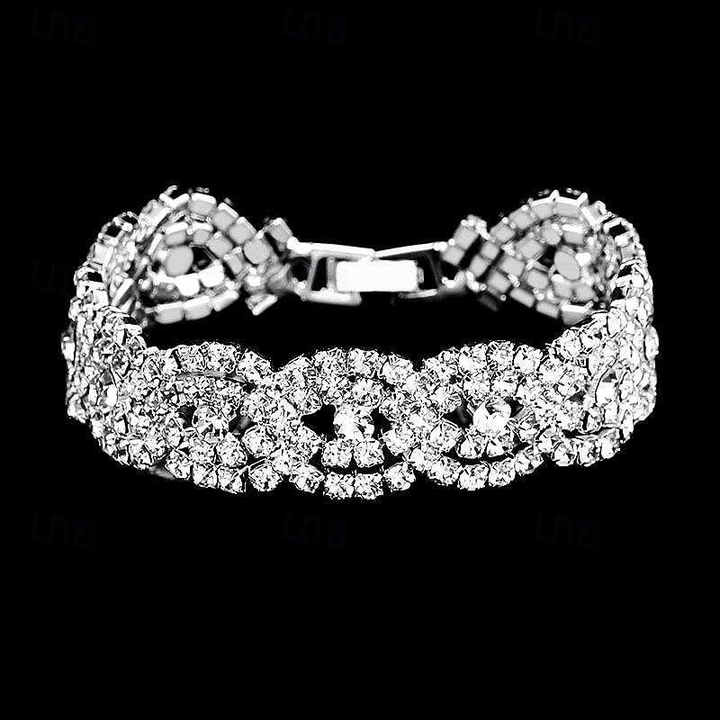 Classic Blessed Stylish Rhinestone Bracelet Jewelry Silver For Wedding Gift Holiday Engagement Festival3