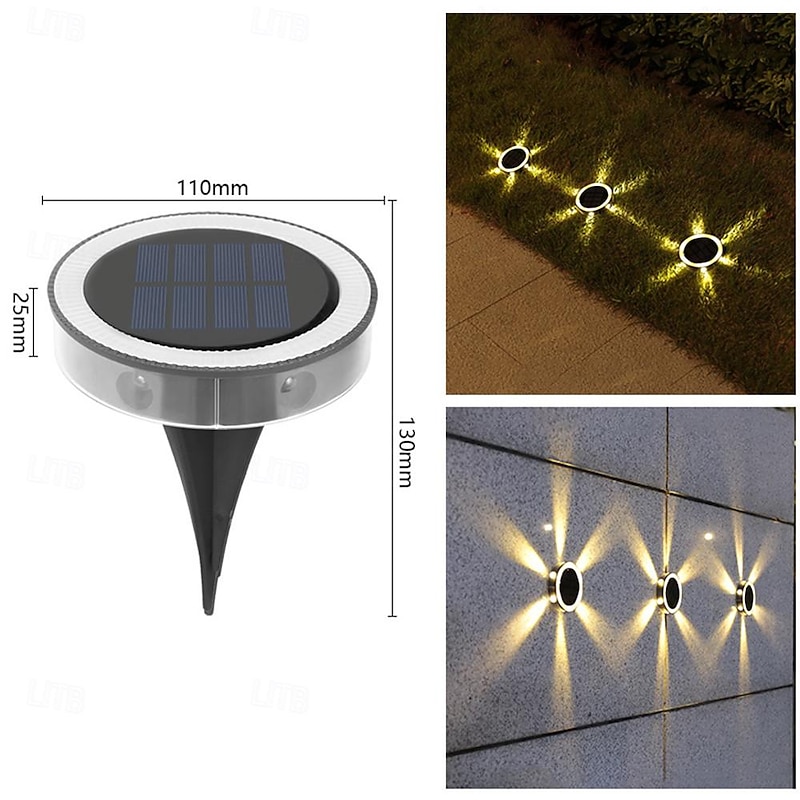 1PC/4PCS Solar LED Power Disk Light Outdoor 6 leds Waterproof Garden Path Deck Lights Spotlight Buried Solar Led Lamp Garden Yard PathWay Decor2