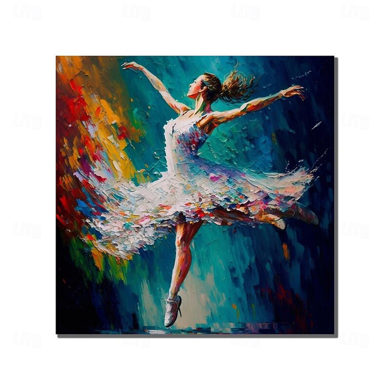Oil Painting Handmade Hand Painted Square Wall Art Impression Dancer Canvas Painting Home Decoration Decor Stretched Frame Ready to Hang