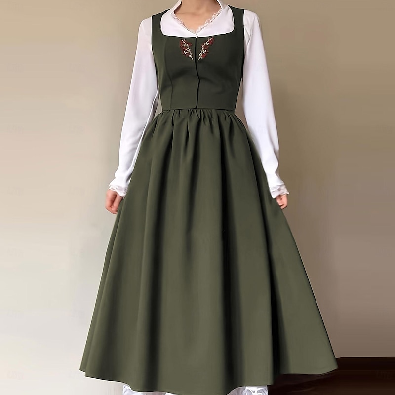 Retro Vintage Medieval Renaissance Dress JSK / Jumper Skirt Viking Elven Fancy Dress Women's Celtic Masquerade LARP Adults Dress