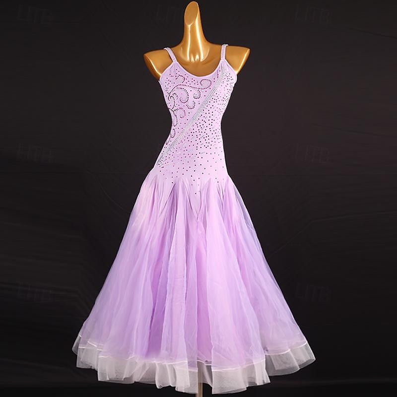 Ballroom Dance Dress Crystals / Rhinestones Women's Performance Daily Wear Sleeveless Spandex Organza