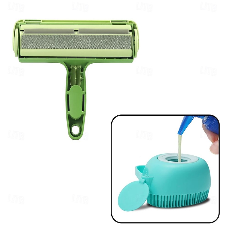 Eliminate Pet Hair Instantly - Reusable Hair Remover with Dog Bath Brush  For Dogs & Cats Hair Roller For Sofas