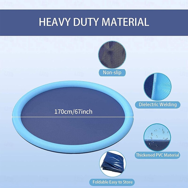 Splash Sprinkler Pad for Dogs Kids, Non-slip Large Splash Paddling Pool for Kids Inflatable Sprinkler Pad Thickened Water Pad Toys for Dogs Pets Children Yard Garden Party4