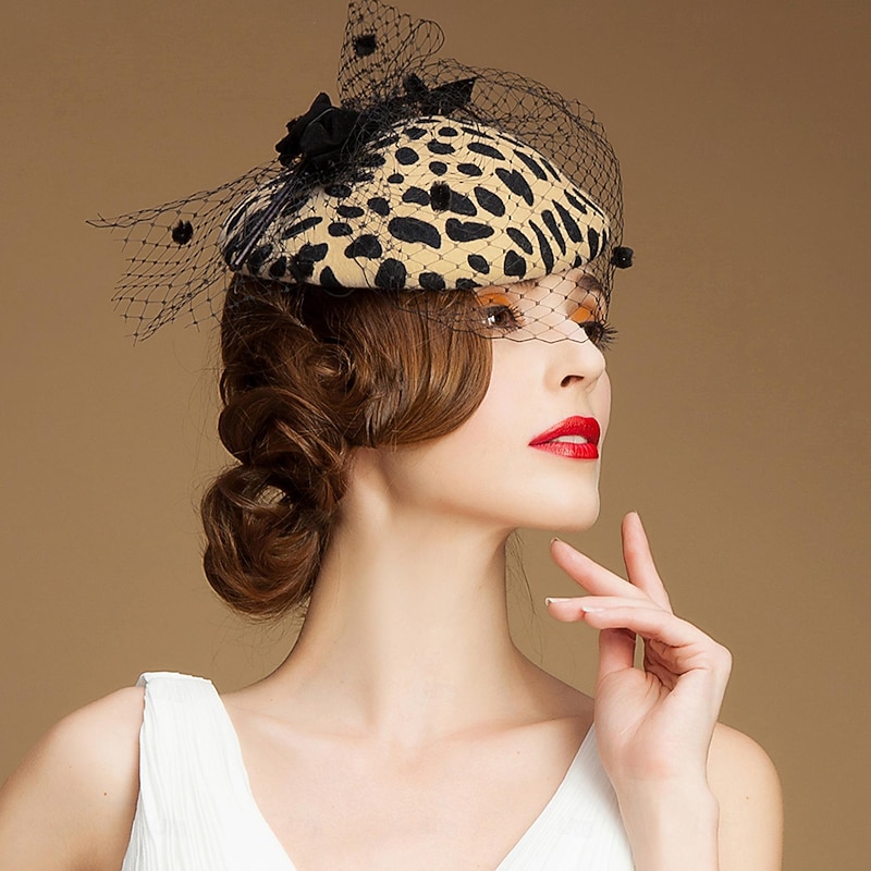 Fascinators Hats Headwear 100% Wool Beret Hat Pillbox Hat Veil Hat Wedding Cocktail Elegant Wedding With Feather Tulle Headpiece Headwear2