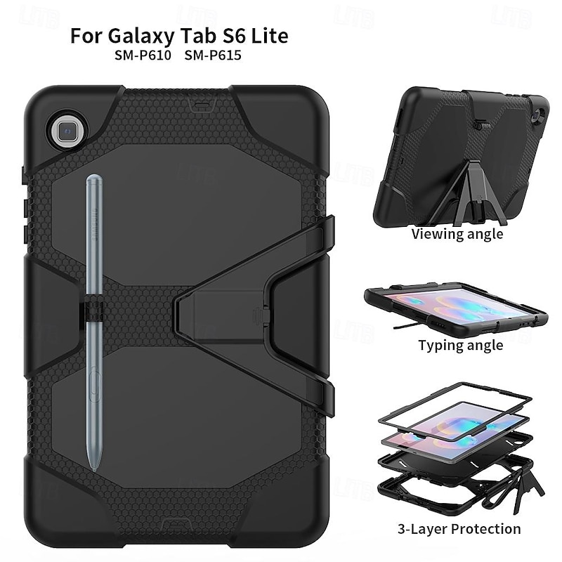 Tablet Case Cover For Samsung Galaxy Tab S6 Lite 10.4" A8 10.5'' A7 Lite 8.7'' A7 10.4'' A 8.0" A9 Plus 11" Armor Defender Rugged Protective with Adjustable Kickstand Shockproof Armor PC Silicone4