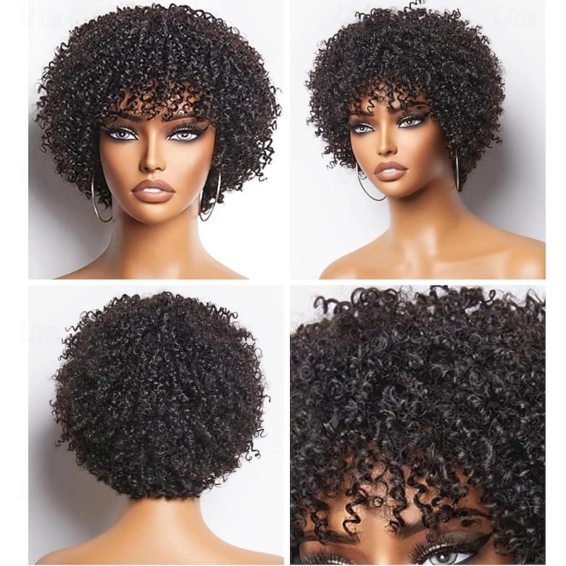 Short Curly Wigs for Black Women None Lace Pixie Cut Wig Short Human Hair Wigs for Black Women Human Hair Pixie Cut Wigs Human Hair Full Made Wigs Brazilian Virgin Human Hair Natural Color2
