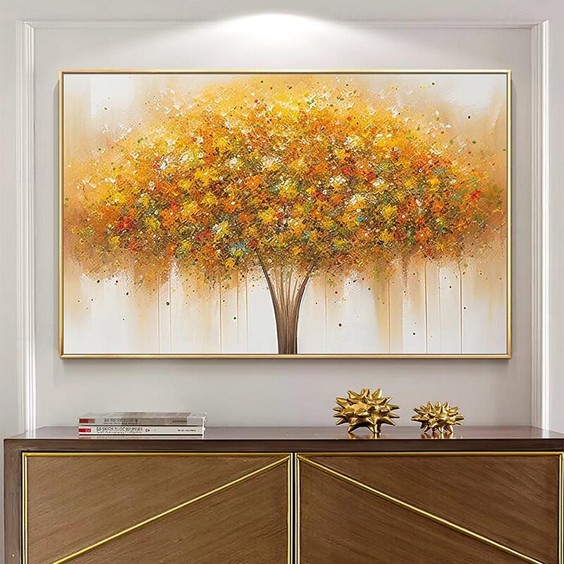Mintura Handmade Tree Flower Oil Paintings On Canvas Wall Decoration Large Modern Abstract Art Pictures For Home Decor Rolled Frameless Unstretched Painting