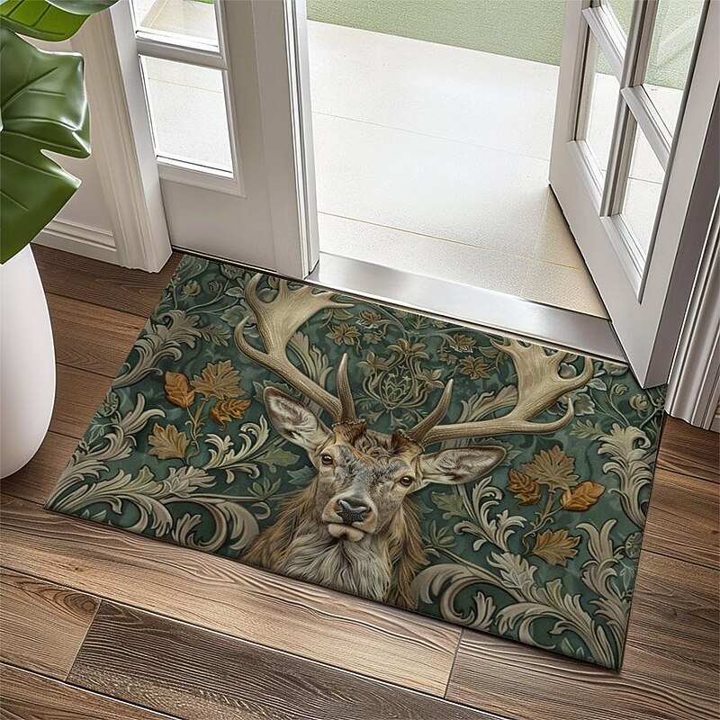 Floral Deer Doormat Kitchen Mat Floor Mat Non-Slip Area Rug Oil Proof Rug Indoor Outdoor Mat Bedroom Decor Bathroom Mat Entrance Rug3