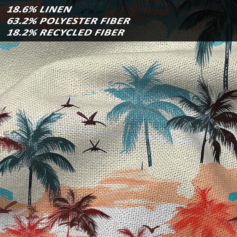 Men's Linen Shirt Beach Shirt Summer Hawaiian Shirt Coconut Tree Performance Vacation Navy Blue Sky Blue Short Sleeve Turndown Summer Spring Clothing Apparel3