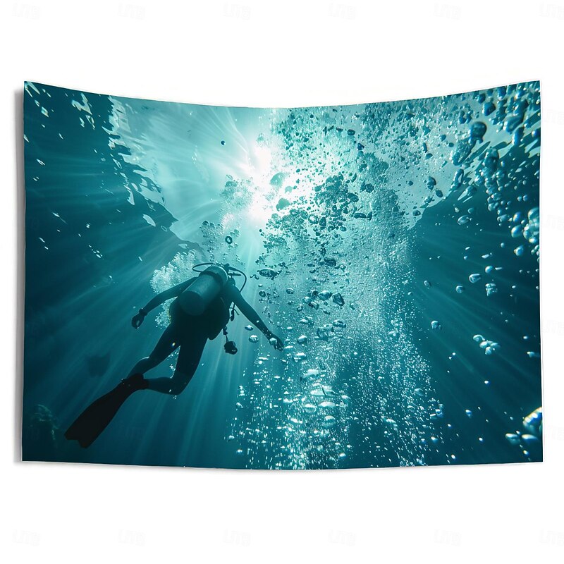 Diving Ocean Hanging Tapestry Wall Art Large Tapestry Mural Decor Photograph Backdrop Blanket Curtain Home Bedroom Living Room Decoration3
