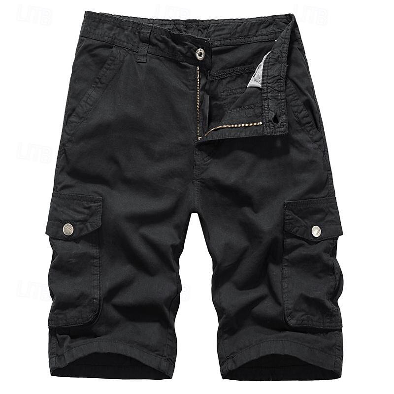 Men's Tactical Shorts Cargo Shorts Shorts Buttons Multi Pocket Plain Wearable Short Outdoor Daily Going out Fashion Classic Black Army Green4