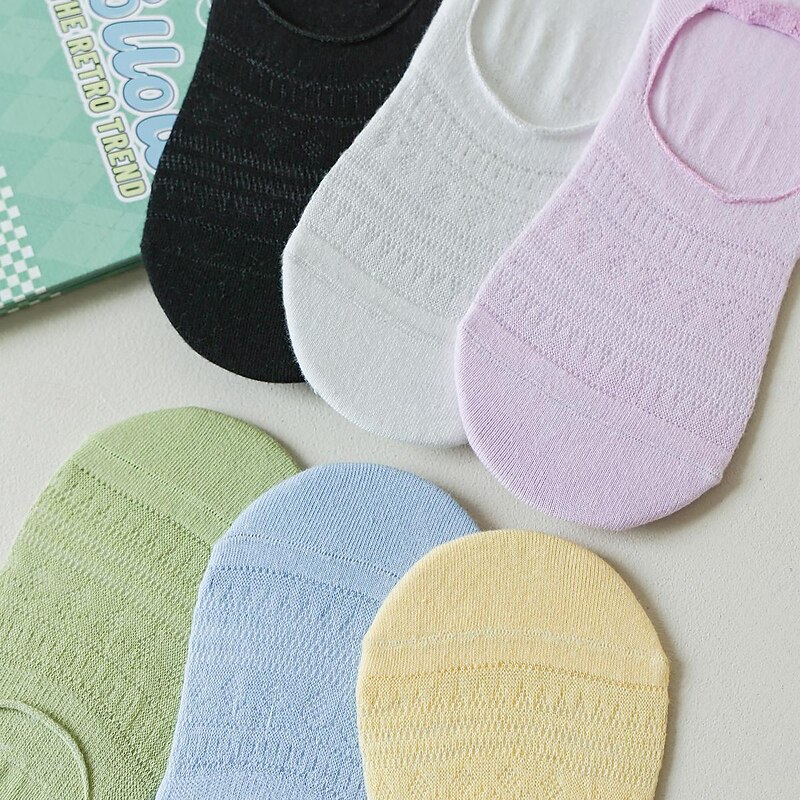 Women's No Show Socks Work Daily Solid Color Cotton Casual Vintage Retro Casual Sports 6 Pairs2