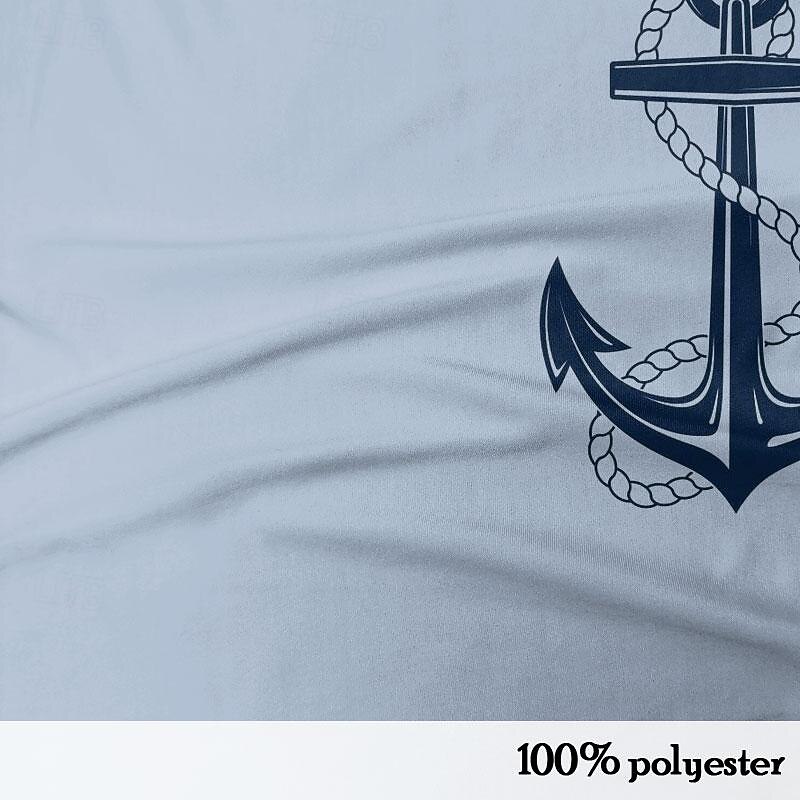 Men's Nautical Hawaiian Polo Shirts Golf Shirt Short Sleeve Polo Shirts Collared Shirts Casual Beach Wear Vacation Wear Tropical Wear Party Outfits 3D Print Quarter Zip Polo Spring & Summer Blue3