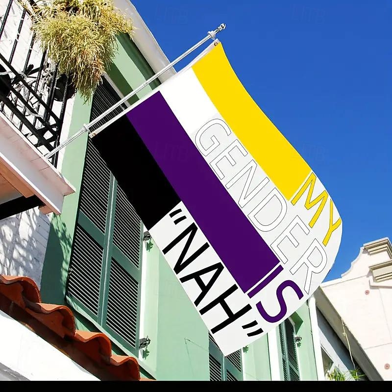 June Pride Month LGBTQ LGBT Happy Pride Month Rainbow Flag Outdoor Outside Indoor with Grommets House Yard Garden Decorations Holiday Banner Sign3