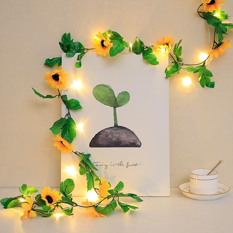LED Green Leaf & Rose Garland String Lights Valentines Decor for Anniversary Wedding Holiday & Party Decor2