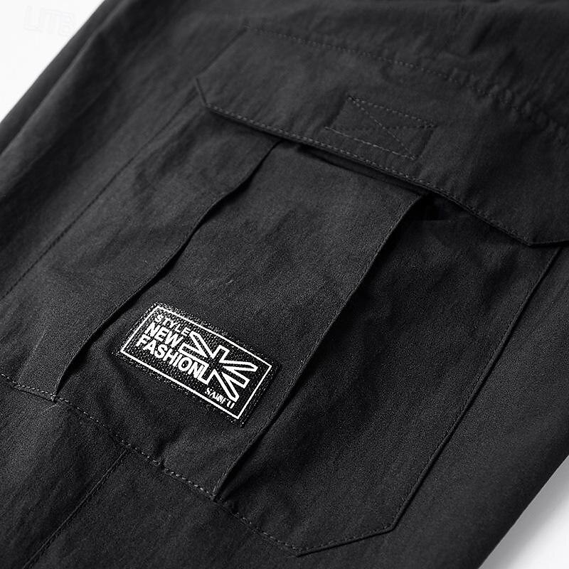 Men's Cargo Shorts Shorts Drawstring Elastic Waist Multi Pocket Plain Wearable Calf-Length Outdoor Daily Going out Fashion Classic Black Dark Blue4