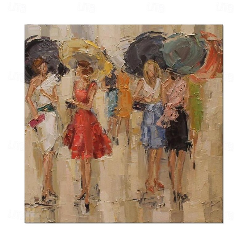 Handmade Oil Painting Canvas Wall Art Decoration Modern Abstract Figure Street fashion Woman for Home Decor Rolled Frameless Unstretched Painting4