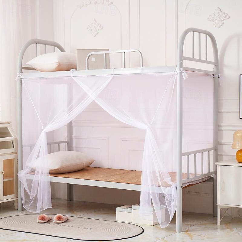 Mosquito Net Density Strap Student Dorm Mosquito Net Solid Color White Courtyard Wedding Mosquito Netting Include Pair of Rope Mosquito Prevention Hooks Mosquito Netting3