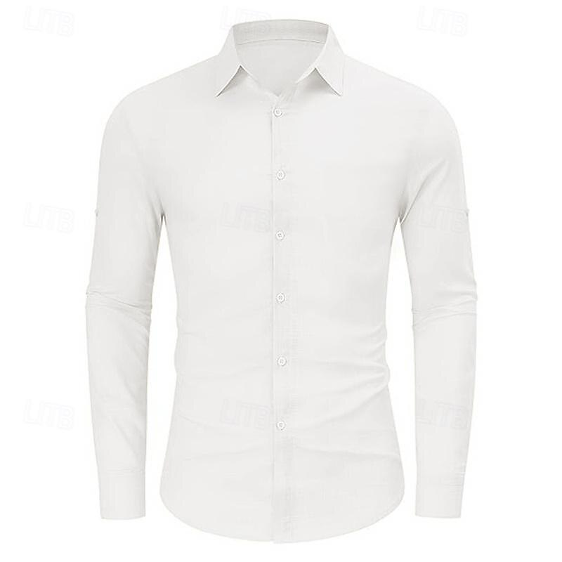 Men's Shirt Linen Shirt Casual Shirt Cotton Shirt Plain Vacation Hawaiian Black White Pink Blue Long Sleeve Turndown Spring &  Fall Clothing Apparel Button-Down2