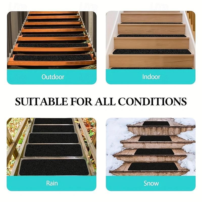 Stair Tread Carpet,Stair Runner Carpet,Self-Adhesive/Velcro Patch Staircase Mats Rug, Stair Pads Step Protectors, Removable Washable Step Floor Rugs For Home Staircase Decoration4