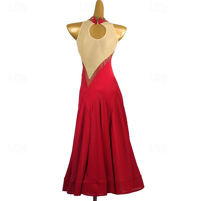 Ballroom Dance Dress Crystals / Rhinestones Women's Performance Daily Wear Sleeveless Spandex4