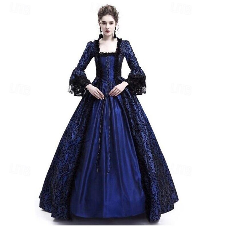 Vintage Inspired Party Costume Flare Cuff Sleeve Square Neck Fancy Dress Women's Halloween Carnival Masquerade Dress Party / Cocktail Carnival of Venice Adults' Dress All Seasons