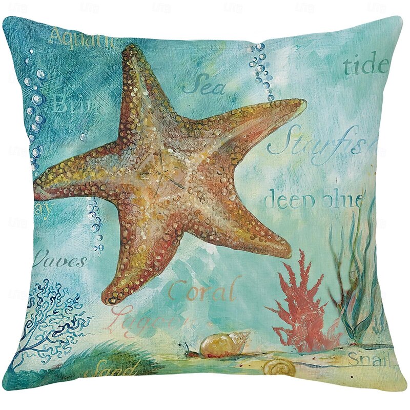 Decorative Toss Pillows Cover 4PC Sea Animals Soft Square Cushion Case Pillowcase for Bedroom Livingroom Sofa Couch Chair2