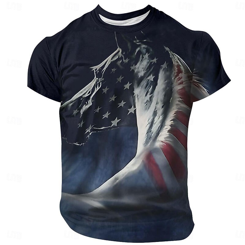 American Independence Day Men's American US Flag Eagle T Shirt Short Sleeve T shirt 3D Print Crew Neck Shirt Fashion Daily Designer Party Red Blue Summer Spring Clothing Apparel S M L XL XXL XXXL4