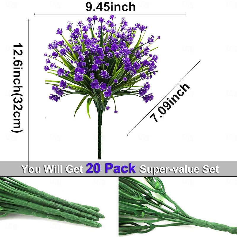 20 Pack Artificial Flower Outdoor Decorations - UV Resistant Plastic Bushes and Faux Flowers for Outdoor Decor4