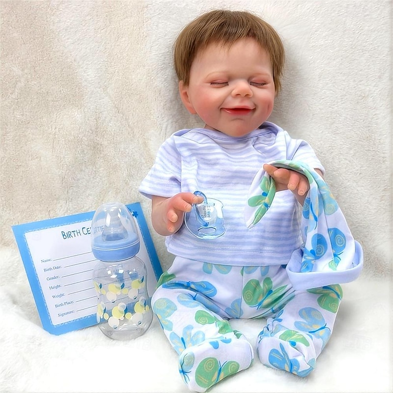 18 inch Reborn Doll Baby & Toddler Toy Reborn Toddler Doll Doll Reborn Baby Doll Baby Baby Boy Baby Girl Reborn Baby Doll April Newborn lifelike Gift Hand Made Non Toxic Vinyl W-03 with Clothes and