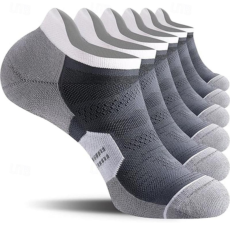 Men's 6-Pack Multi Packs Socks Ankle Socks Low Cut Socks Running Socks Casual Socks Black White Color Color Block Sports & Outdoor Daily Vacation Basic Medium Spring Fall Fashion Casual4