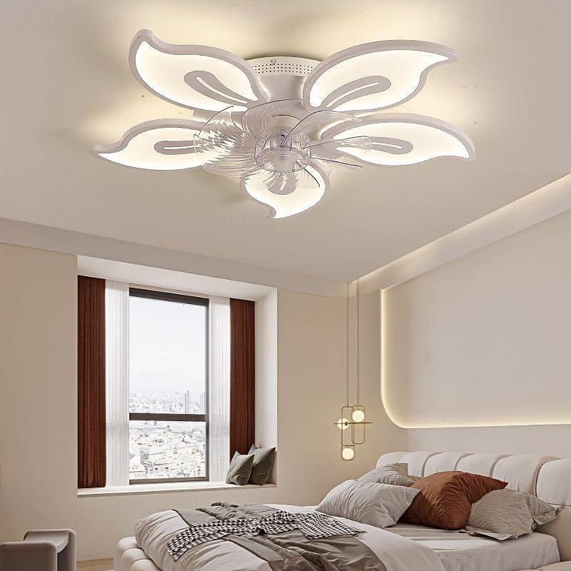 Ceiling Fan with Lights 65cm Dimmable LED 3 Color 6 Speeds Timing Reversible Blades with Remote Control, Household Fan Chandelier, indoor Low Profile Flush Mount Ceiling Fan4