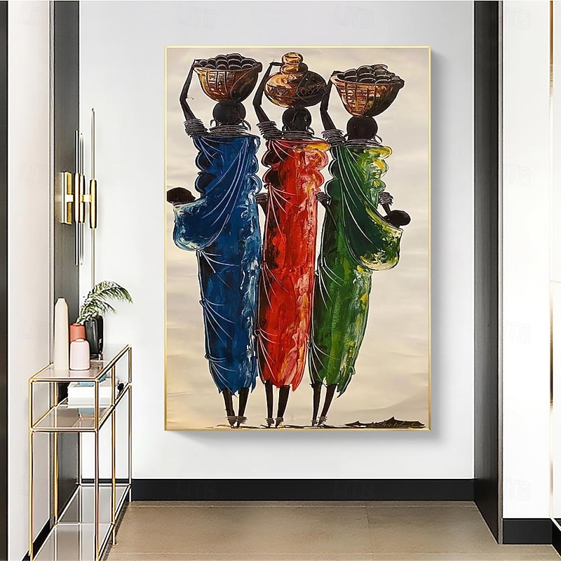 Handmade Oil Painting Canvas Wall Art Decoration Figure Abstract African Woman for Home Decor Rolled Frameless Unstretched Painting2