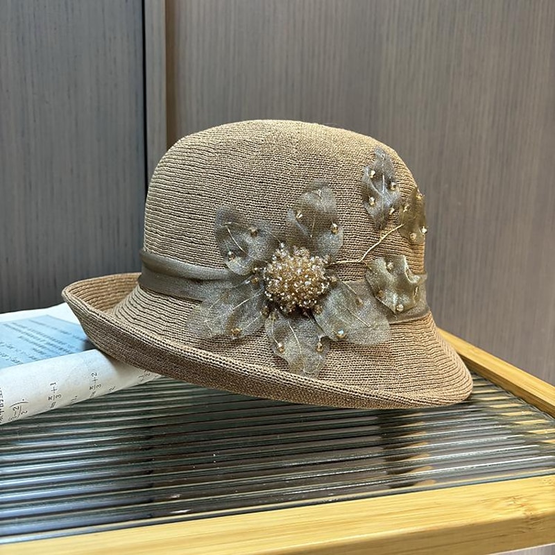 Fascinators Hats Headwear Tulle Acrylic / Cotton Bucket Hat Fedora Hat Straw Hat Casual Holiday Elegant Vintage With Rhinestone Feather Headpiece Headwear4
